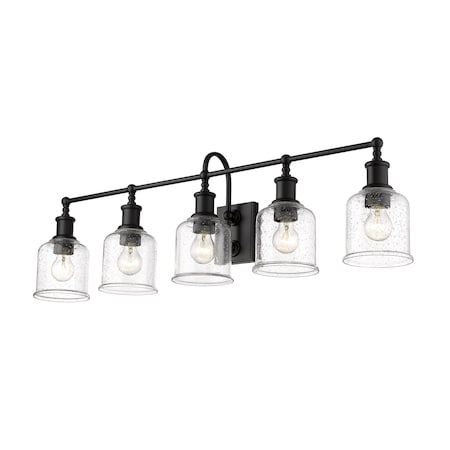 Z-Lite Bryant 5 Light Vanity, Matte Black And Clear Seedy 734-5V-MB